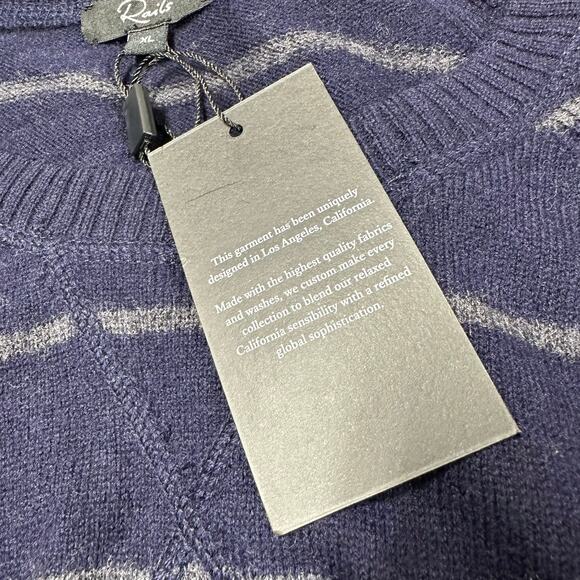 Rails NWT Watkins Navy Charcoal Striped Wool Blend Long Sleeve Sweater Size XL - Picture 7 of 12